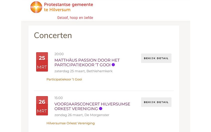 Concerten in PgH-kerken ook op PgH-site