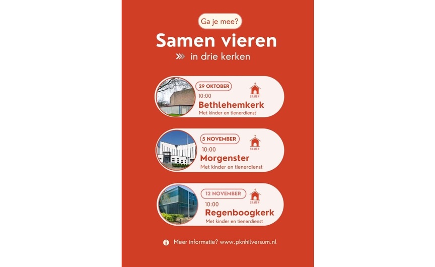 Samen vieren in drie kerken